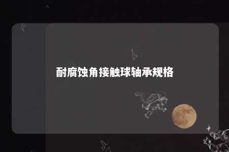 耐腐蚀角接触球轴承规格 